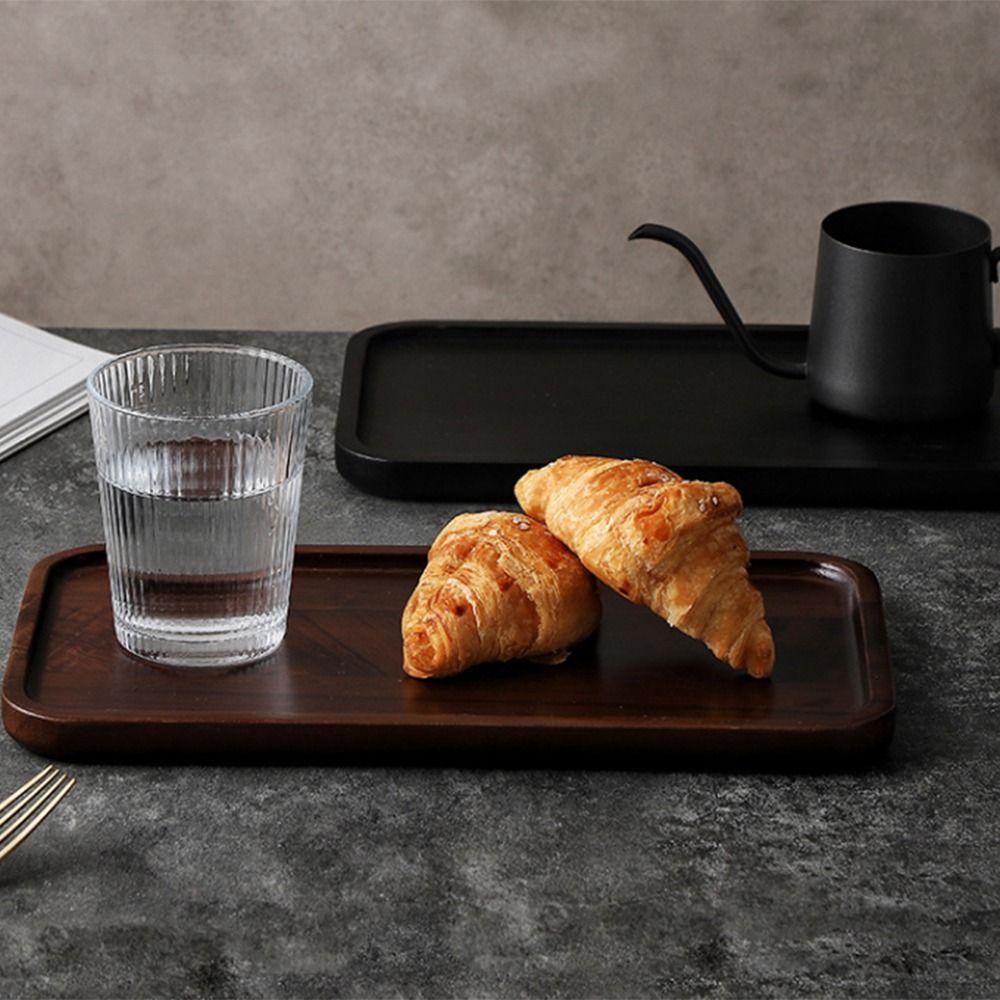 Solid Wood Black Walnut Tea Tray Household Kitchen Serving Platter  Kitchen Supplies