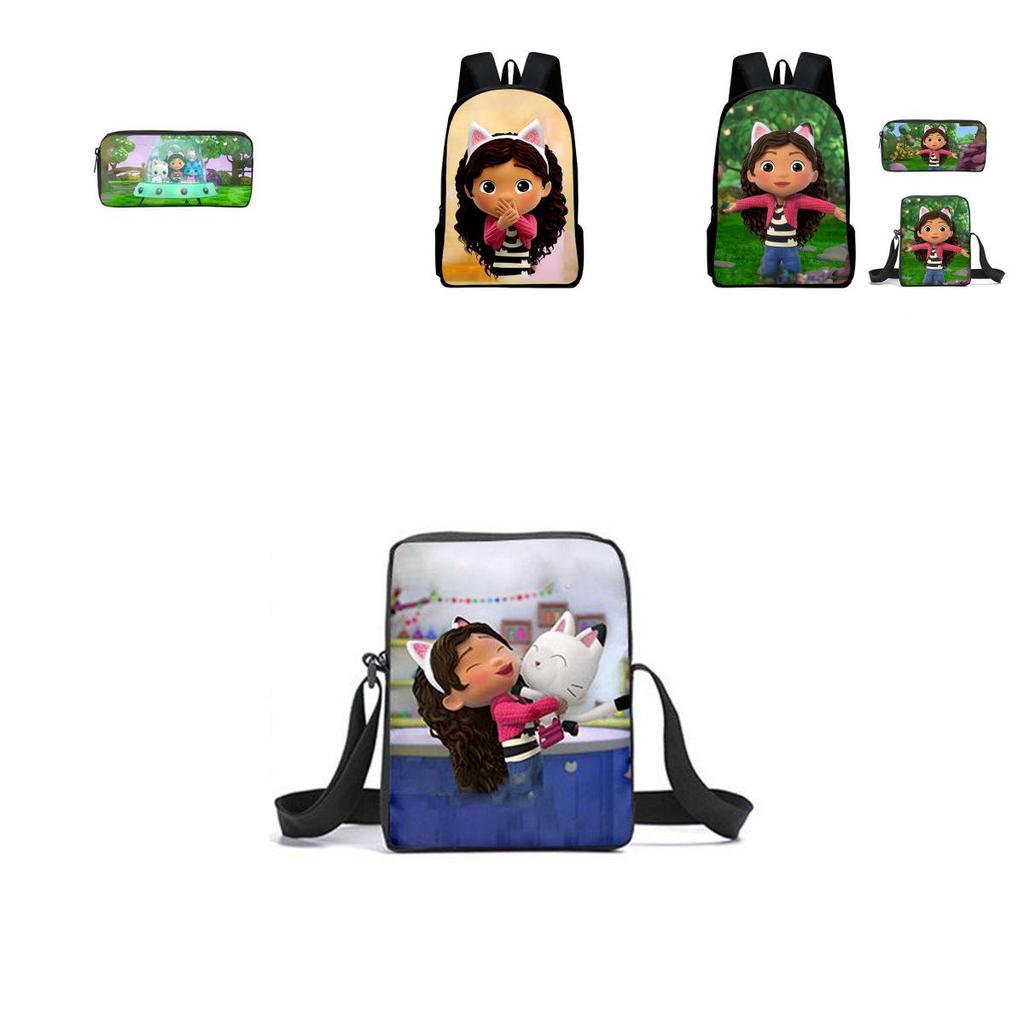 Gabby's Dollhouse Backpack Featuring Stylish Cartoon Design And Adjustable Shoulder Straps For Students