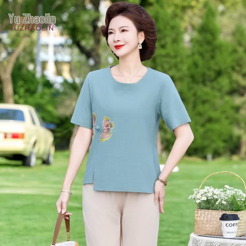 Yuzhaolin Women s Embroidered Summer Two-Piece Set 3XL синий