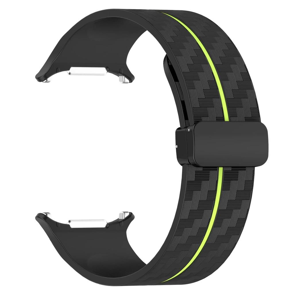 Carbon Fiber Pattern Strap for Samsung Galaxy Watch 7 Ultra 47mm Magnetic Clasp Band for Galaxy Watch 7 Ultra Silicone Bracelet