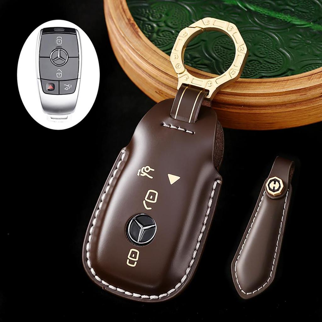 Suitable for 2025 Mercedes-Benz McBach S400 GLS350 Handmade Cowhide High-End Car Key Cover keychain car key case