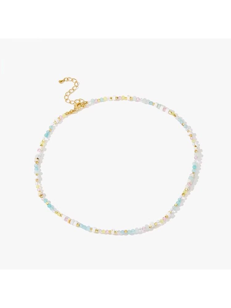Douyin new dopamine color beaded necklace women's light luxury niche design sense personality temperament clavicle chain neck chain
