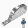 Stainless Steel Curved End Vintage Bead of Rice Watch Band Silver Strap Bracelet Fit for Omega Watchbands 18mm 19mm 20mm