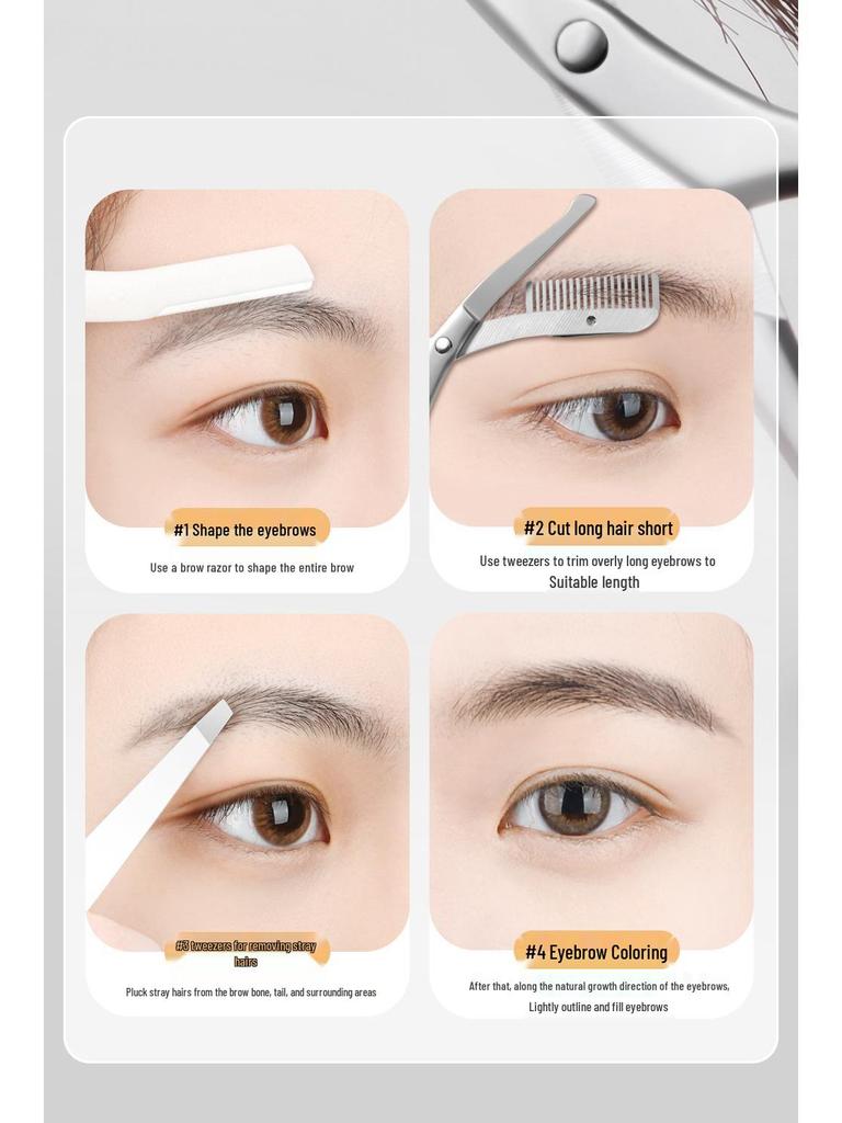 Beauty Method Stainless Steel Eyebrow Trimmer Tool with Comb & Scissors for Beginners