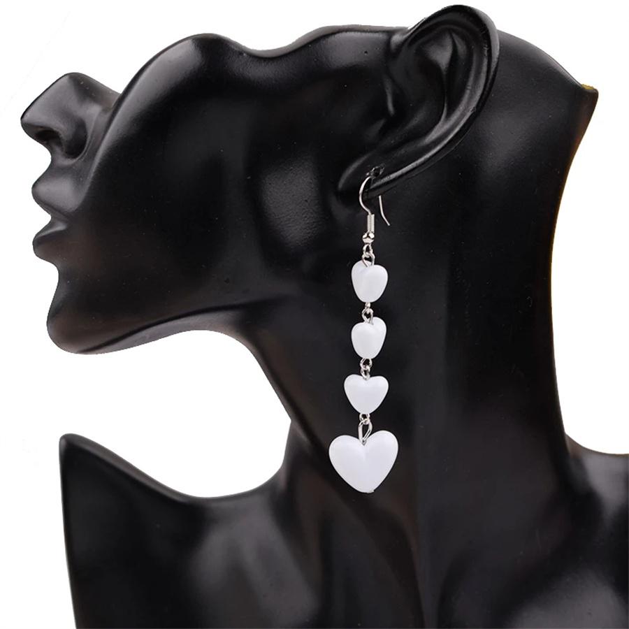 Sweet Girl Multilayer Red  Peach Heart Earrings for Women Cute Temperament Trendy Earrings Acrylic Earrings Fashion Jewelry Gift Party