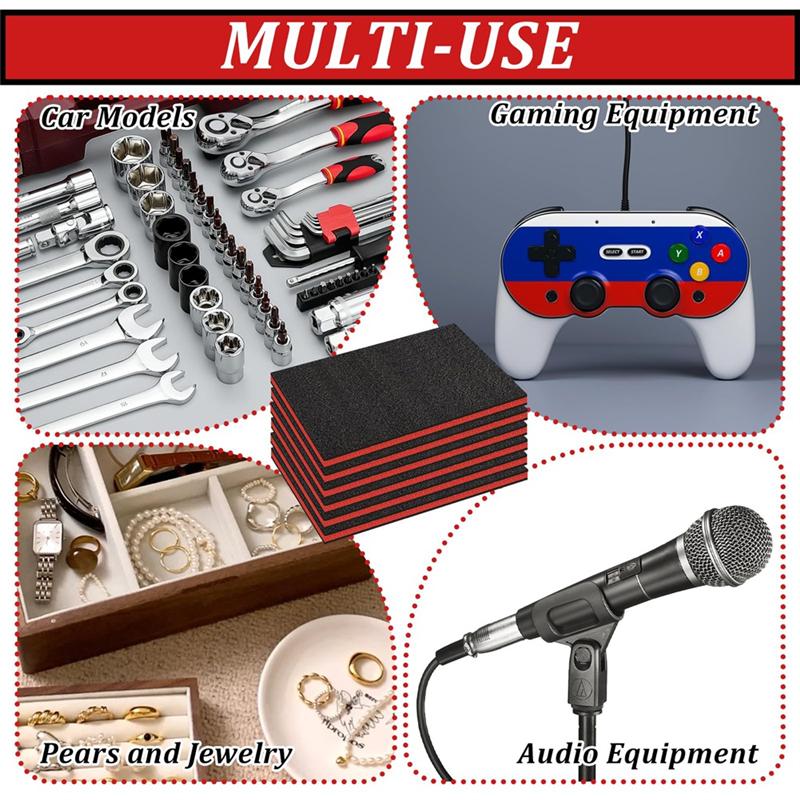 A84E-6Pcs Tool Box Foam,Foam Inserts For Cases,Tool Box Liner Polyethylene Tool Foam Sheets,Organizer And Storage Tool Shadow