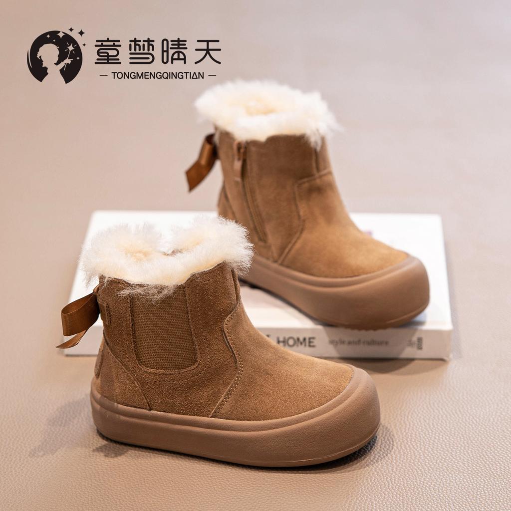 Girls Snow Boots 2025 New Winter Children's Large Cotton Shoes Velvet Baby Boots Waterproof Winter Shoes Thickened Northeast
