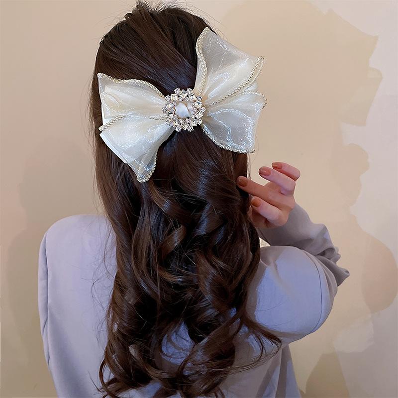 Shiny Rhinestones Bow Hair Accessories Hairpin Crystal Hair Clip for Girls Headdress