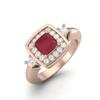 5MM Cushion Ruby 925 Sterling Silver Rose Vermeil Accent Side Stone Dainty Engagement Wedding Bridal Ring