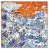 Manual Hand Rolled Twill Silk Scarf Women Timpani Print Square Scarves Echarpes Curled Foulards Femme Wrap Bandana Hijab 90CM