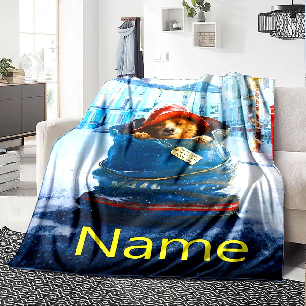 Customiz Name Personality Paddington Bear Blanket Soft &Warm Sofa Office Bed Travel Lunch Break Blanket, Gift Suitable All Seasons