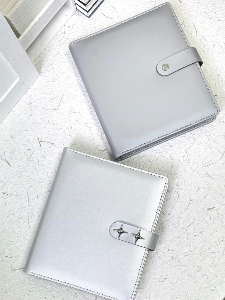 Silver Big A5 3-Ring Binder Card Album Large Capacity Refillable Photo Card Holder for K-Pop Polaroid Pictures, Trading Cards
