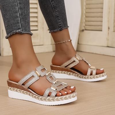 Fashion Large Size Roman Style Women's Sandals Open Toe Beach Slippers Summer Wedges Comfortable Outdoor Slip-On Shoes for Women