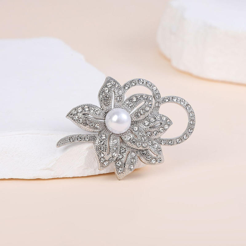 Kristallperlen Blumen Broschen Pins Mode Strassstein Blumige Brosche für Party Tanz Hochzeitsbankett für Elegante Frauen Mädchen