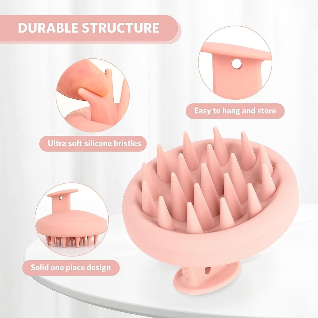 HUDACRUSH Pink Unibody Silicone Scalp Massager for Hair Growth, Scalp Scrubber, Head Massager for Hair Growth, Deep Cleansing Dandruff Removal Br