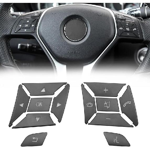 Moonlinks Steering Wheel Button Sticker Compatible With Mercedes A B C E M G SL GL GLA CLA GLK SLK GLS Class,Steering Wheel Button Decoration Trim