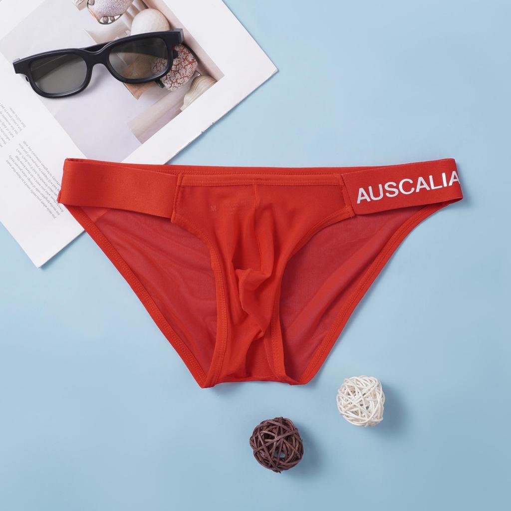 AUSCALIA Men's Ultra-Thin Transparent Ice Silk Low-Rise Seamless Breathable Briefs