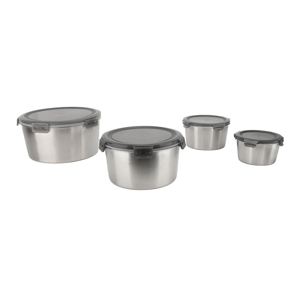 4Pcs Food Container with Lids Leakproof Reusable 304 Stainless Steel Food Storage Container for Lunc