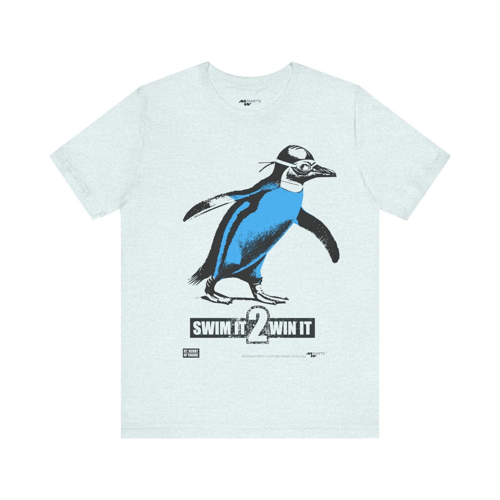 Swimming Penguin T-Shirt: Engraving Style, Swim It 2 Win It S