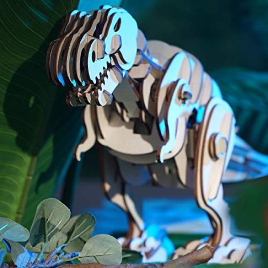 3D Wooden Puzzle Dinosaur Series Tyrannosaurus with Japanese Instructions Tsukurundesu® Battery-Operated (D200 (Large))