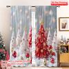 2pcs 2D Flat Printing Merry Christmas Party Curtains Red White Christmas Trees Polyester Without Electricity Party & Holiday