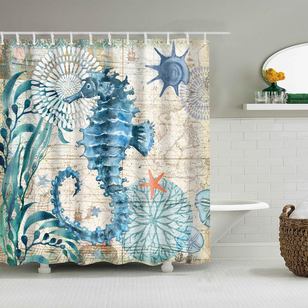 Animals Octopus Wolf Lion Seahorse Turtle Shower Curtains Bathroom Curtain Frabic Waterproof Polyester Bathroom Curtain Hooks