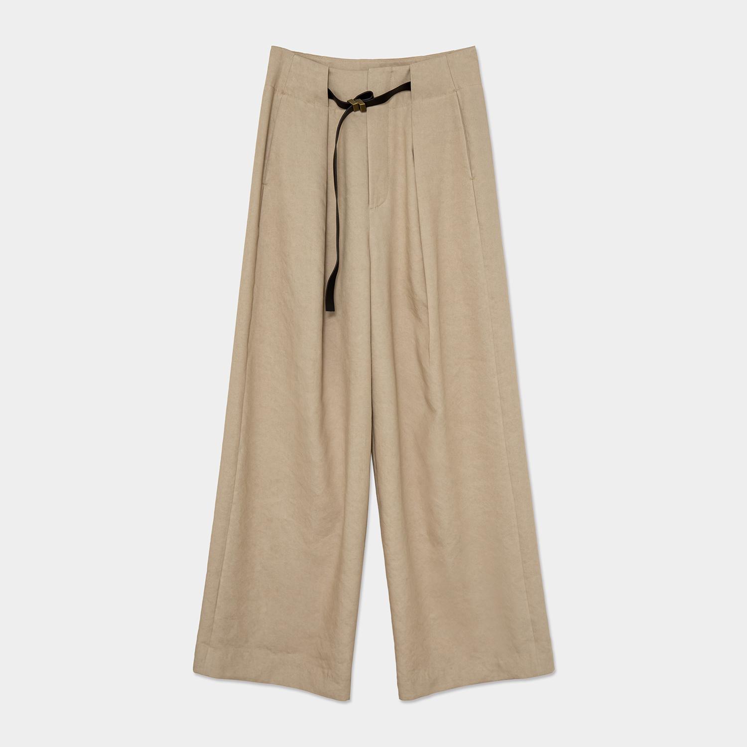 Korean High Waist Wide Leg Pants with Pleated Denim Texture M