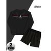 Crew Neck Sweatshirt Men's Polyester 2 Piece Set Shorts Athletic Tracksuit