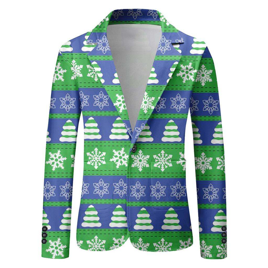 Unisex zimní vánoční potisky bundy k obleku Unisex ležérní módní bundy na knoflíky