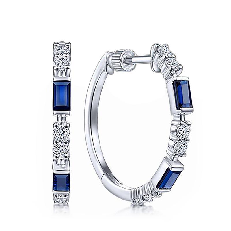 

Wish European and American simple blue zircon earrings women s ins style temperament women s ear buckle jewelry