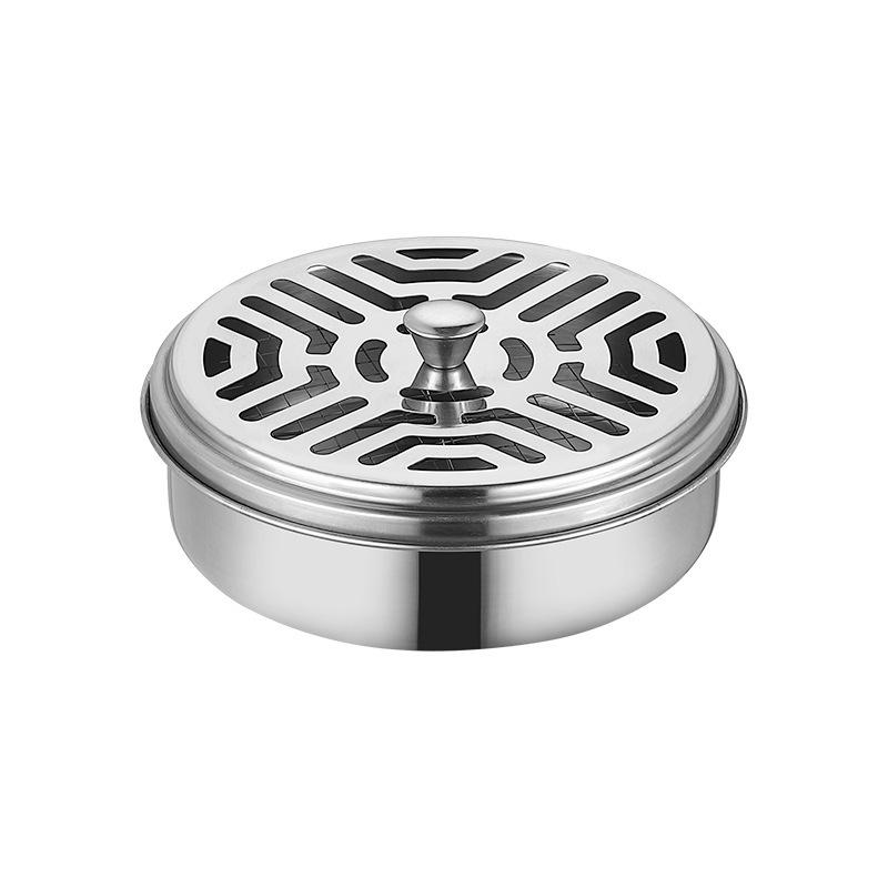 Mosquito Coils Holder Stainless Steel Mosquito Coil Box with Cover Round Mosquito Coil Tray Easy To Clean Anti-Mosquito Supplies