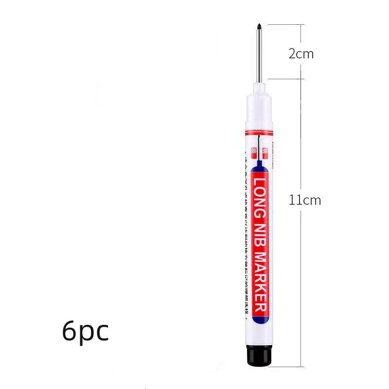6Pcs/Set 20mm Deep Hole Long Nib Head Markers For Metal Perforating Pen Waterproof Bathroom Woodworking Decoration Multi-Purpose