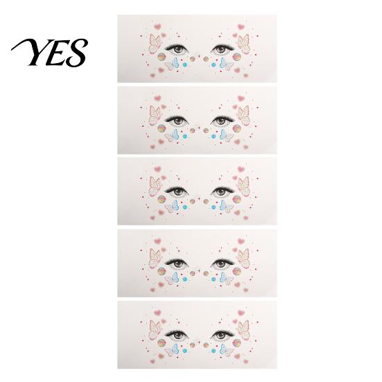 Mobile Phone Case Stickers 5 Sheets Glitter Butterfly Eye Stickers, Temporary Face Tattoos for Tail Kids, Cartoon Decals Festival Makeup, Party Decor