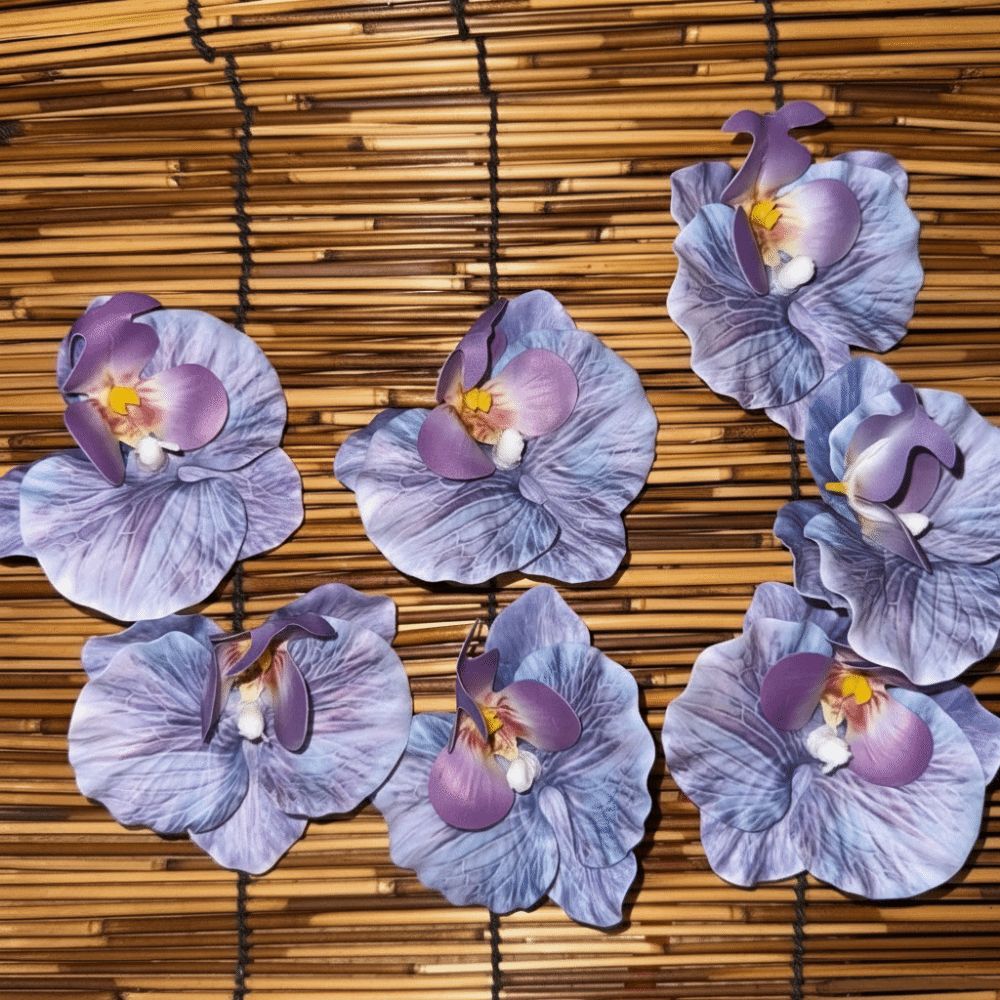 6pcs 9cm Butterfly Orchid Flower Head Fake Flower Head  Hair Clips/Boutonniere/Cake Decoration
