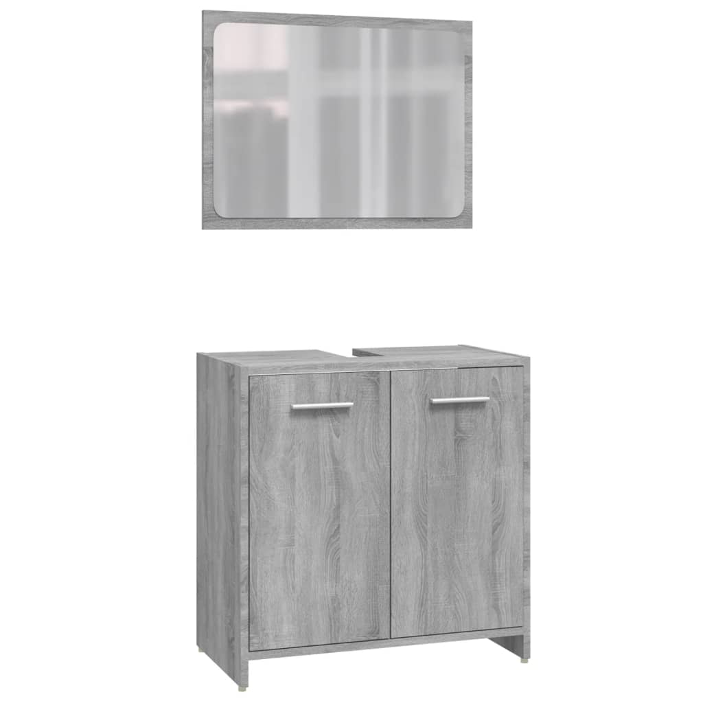 3 Piece Bathroom Furniture Set Grey Sonoma Particleboard