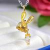 Natural Yellow Crystal Pendant Necklace - S925 Sterling Silver Clavicle Chain for Women