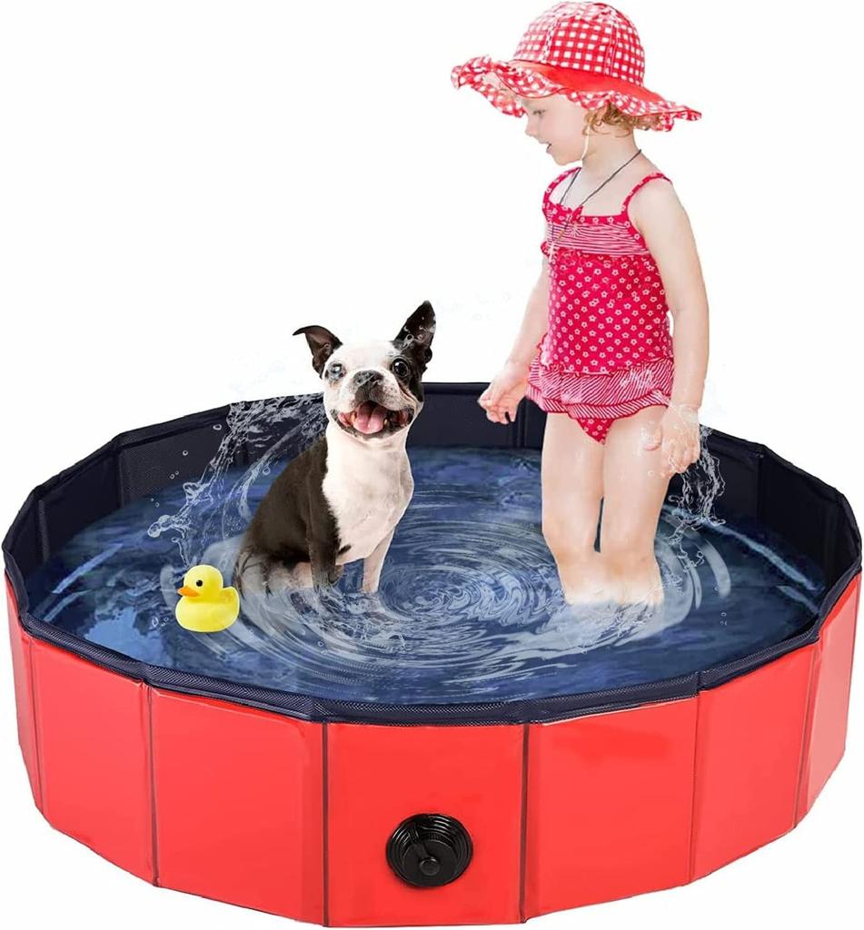 Dog PVC Foldable Portable Tub Large Capacity Pet Bathtub Pool for Small and Medium and Washing Bucket Pool, Bath, Cats, Dogs, Babies, (Pink, 8030cm)
