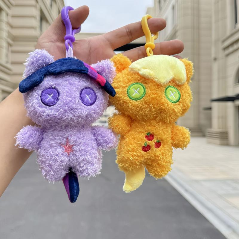 Kawaii Pony Plush Backpack Pendant Keychain Twilight Sparkle Fluttershy Pinkie Pie Cute Bag Decoration Toy Gift