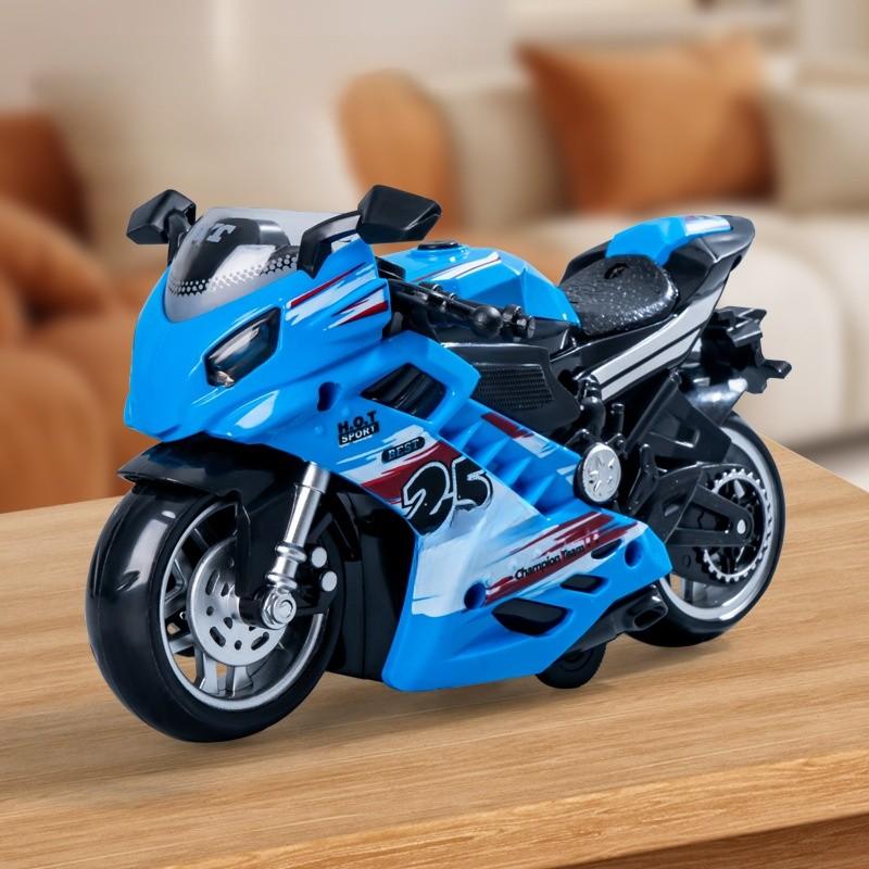 Alloy Inertia Motorcycle Model With Alloy And Plastic Materials For Kids Collectors