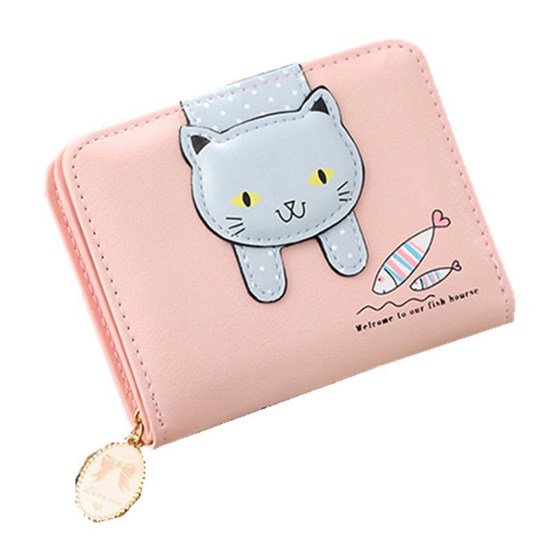 Korean Style Women's Cartoon Zipper Wallet: Cute Short Purse & Card Holder