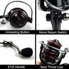 JSFUN Stainless Steel Bearing Spinning Reel 3000-5000 Left Hand 5.2:1 Gear Ratio 400g for Sea & Carp Fishing