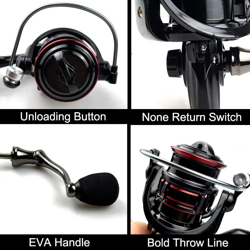 JSFUN Stainless Steel Bearing Spinning Reel 3000-5000 Left Hand 5.2:1 Gear Ratio 400g for Sea & Carp Fishing