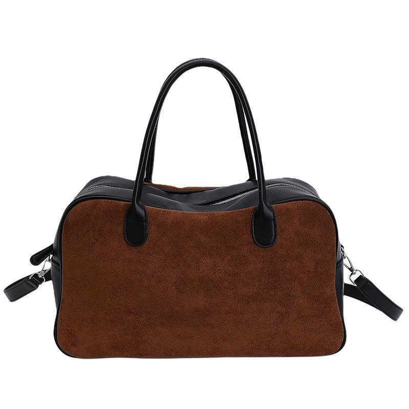 New matte women's bag contrasting color large-capacity retro commuter casual tote bag portable shoulder women's bag