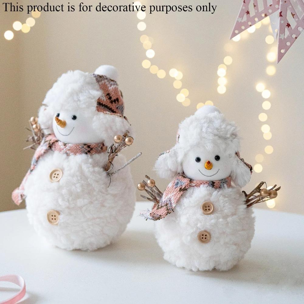 Pink Knitted Christmas Snowman Ornaments, Desktop Decorations, Small Holiday Party Figurines, Holiday Party Decorations