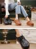 Johnature Hollowed Out Thick Soled Outdoor Fashionable Slippers Genuine Leather Round Toe Women's Slip-on Shoes