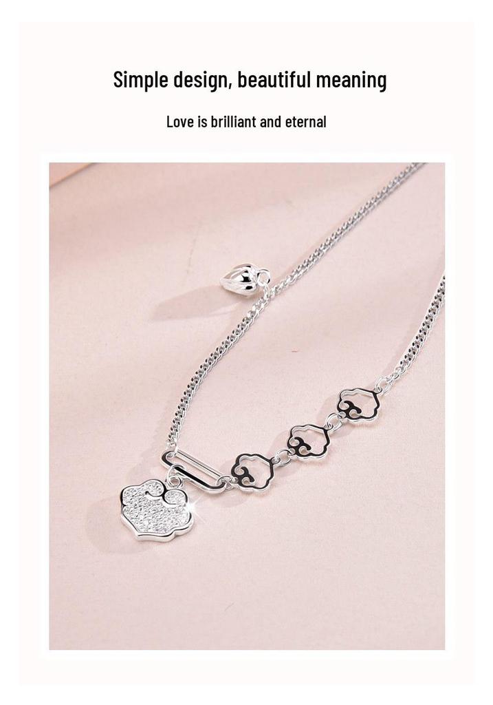 S925 Sterling Silver Ruyi Cloud Peace Lock Bracelet - Elegant Gift for Her, Perfect for Valentine's Day & Seven Stars Festival