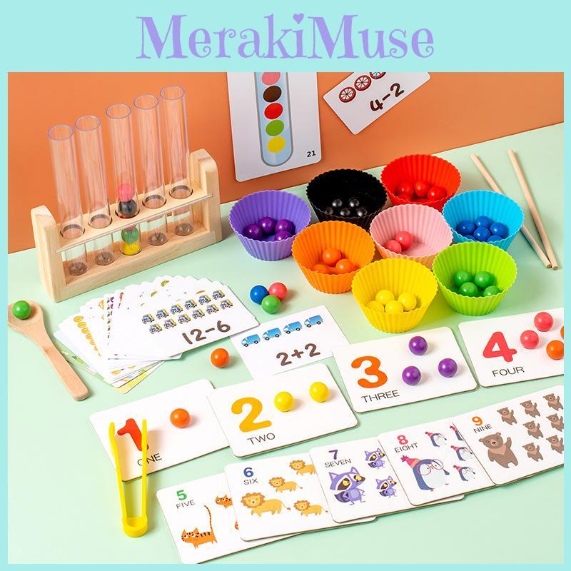 Wooden Montessori Addition And Subtraction Math Toy With Bead Matching For Early Learning