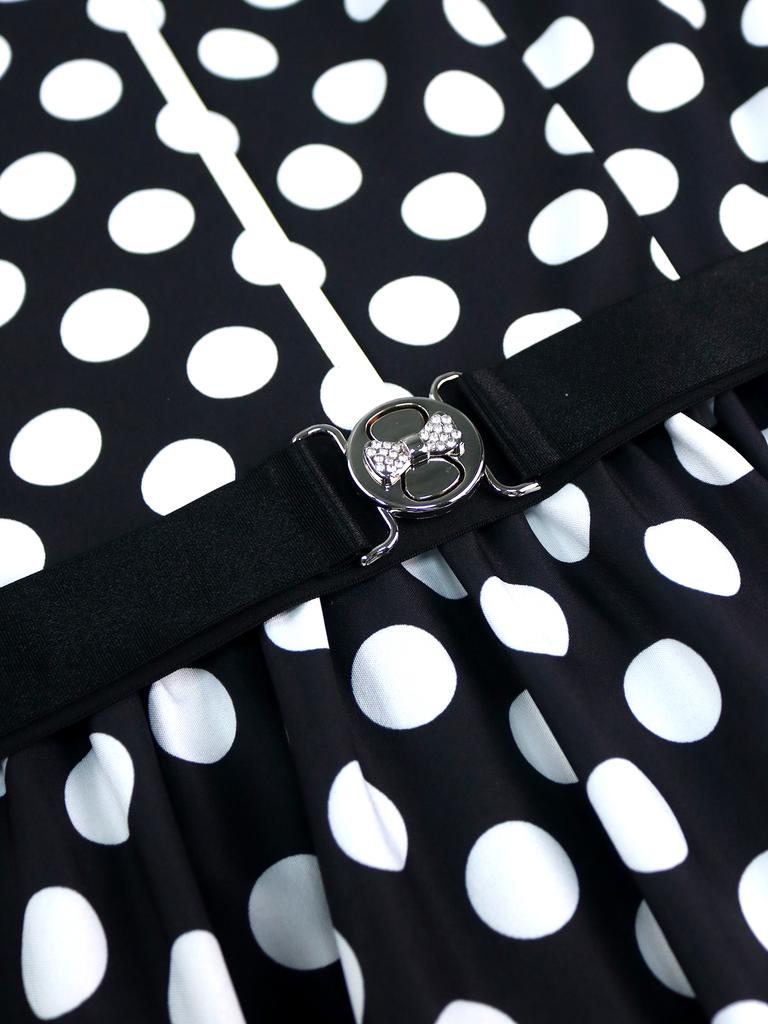 AOMEI Polka Dot Sleeveless A Line Dress Turn Down Collar Casual Going Out Outfits Elegant Summer Wedding Guest Dress for Women