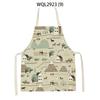 Cleaning Supplies Kitchen Aprons Cartoon House Architecture Printed Sleeveless Linen Cooking Baking Aprons Home Cleaning Tool