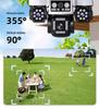 AOV Solar-Powered 360° HD Night Vision Camera with Remote Access and Four-Lens for Indoor/Outdoor Monitoring